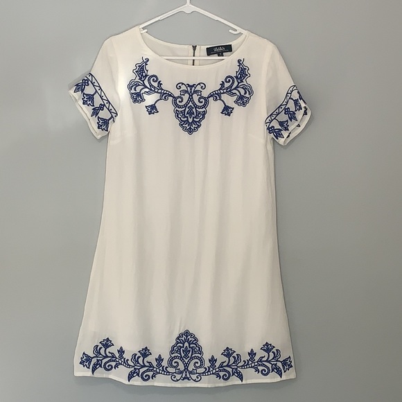Lulu’s | Tale to Tell Embroidered Blue Shift Dress - Picture 5 of 10